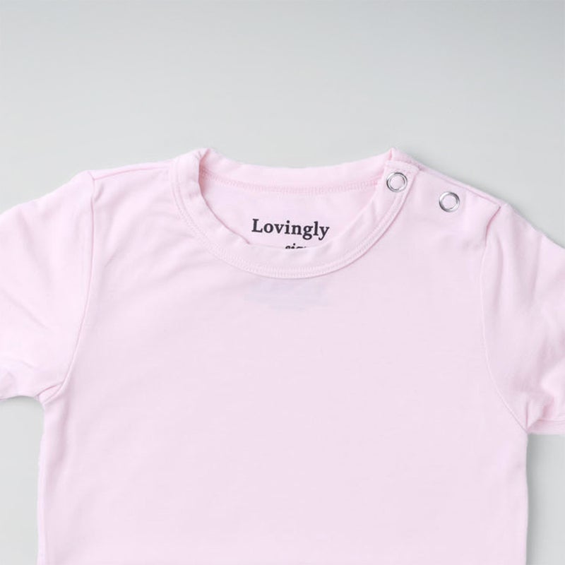 Lovingly Signed Pink Bamboo Short Sleeve Babygrow - Set of 3 (Size 6-12 months) - Image 2